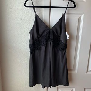 Silk/lace black romper